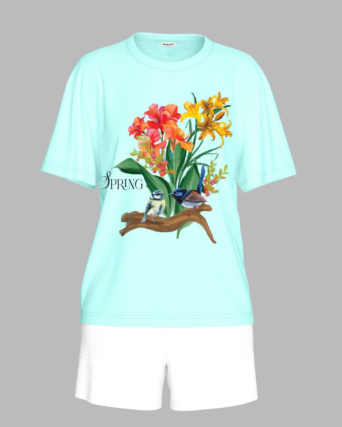 "Spring Serenade" Oversized T-Shirt and Shorts combo.