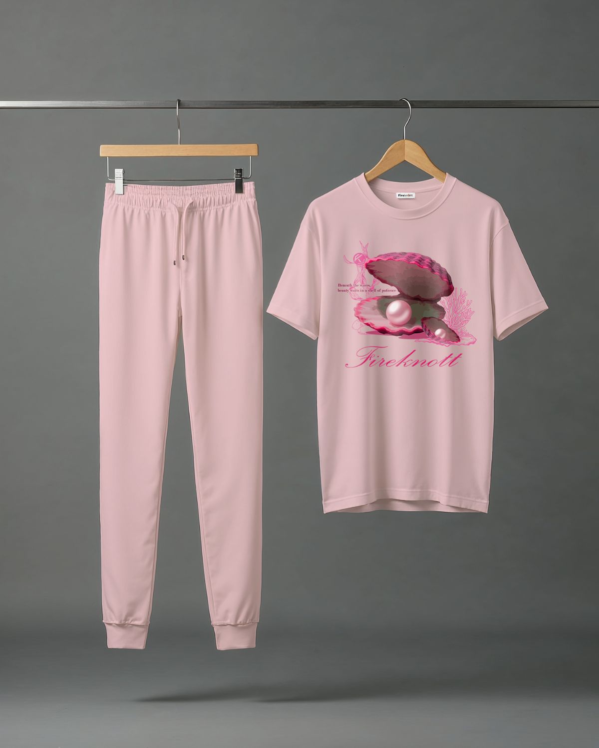 "Pink Pearl" Oversized T-shirt and shorts combo.