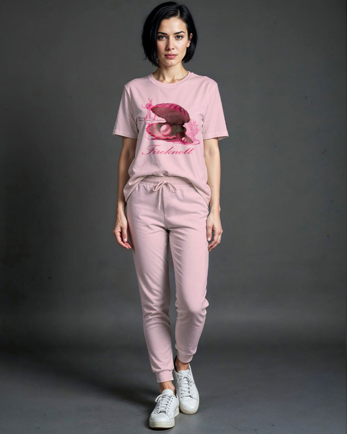 "Pink Pearl" Oversized T-shirt and shorts combo.