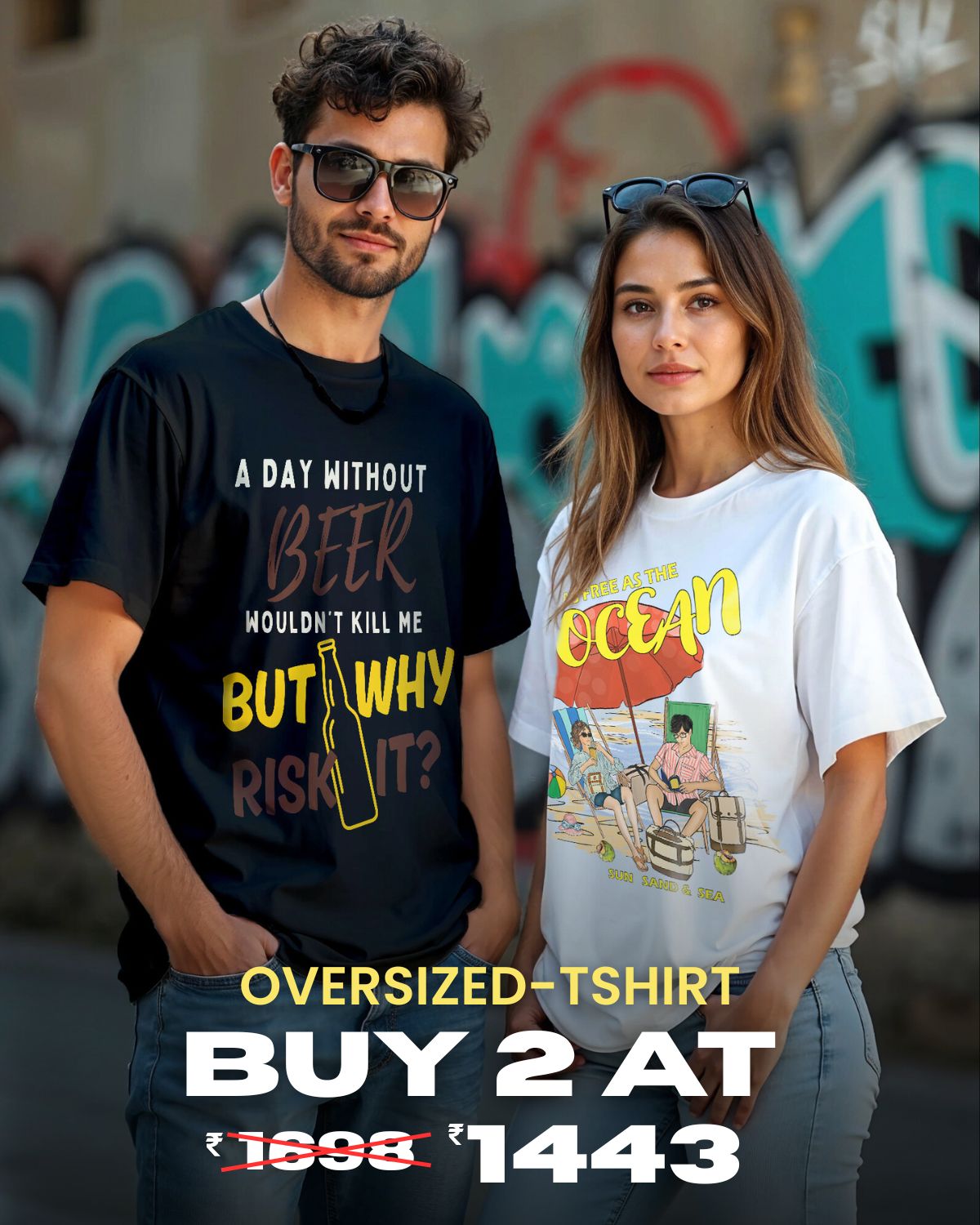 Beer & Beach – Graphic Oversized Tee Combo