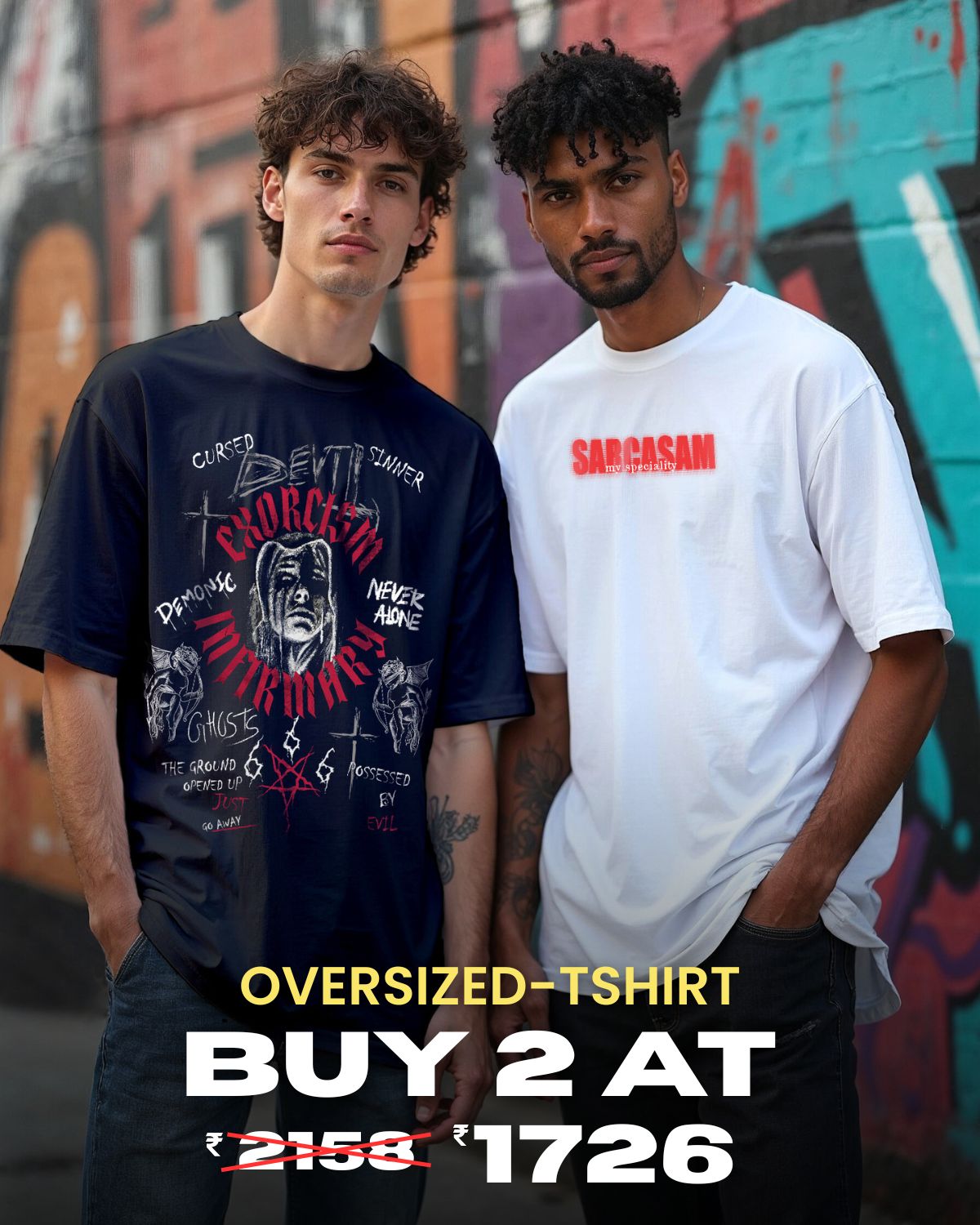 Exorcism Meets Sarcasm – Oversized TShirt Duo