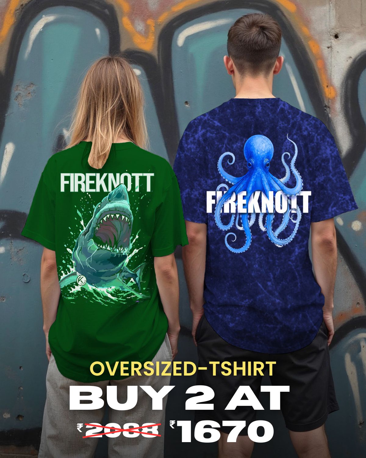 Aquatic Rebels – Street Graphic Oversized Tshirt combo
