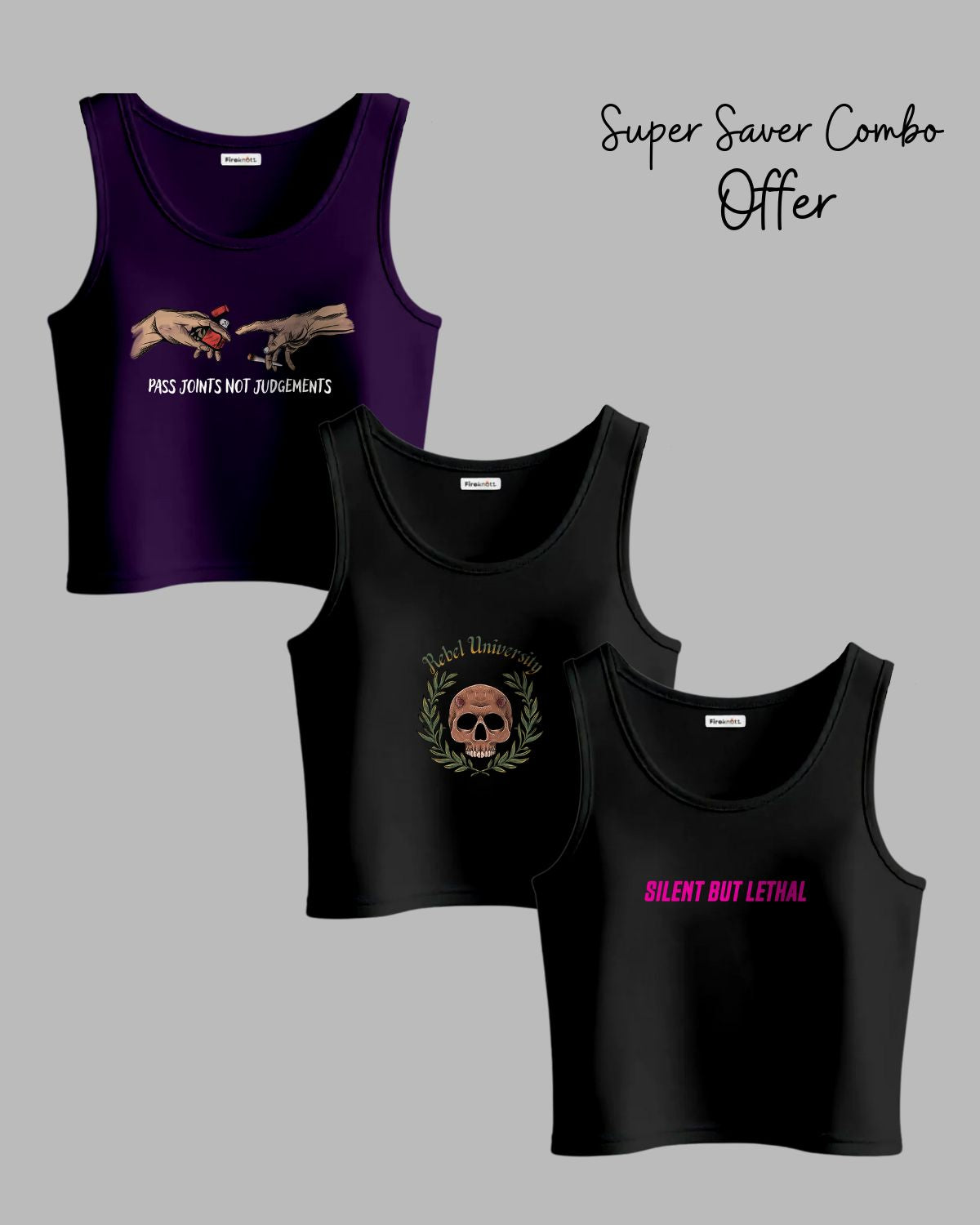 Purple and Black - Crop Tank Combo