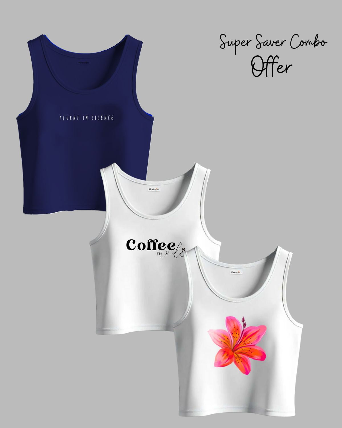 Royal Blue and White - Crop Tank Combo