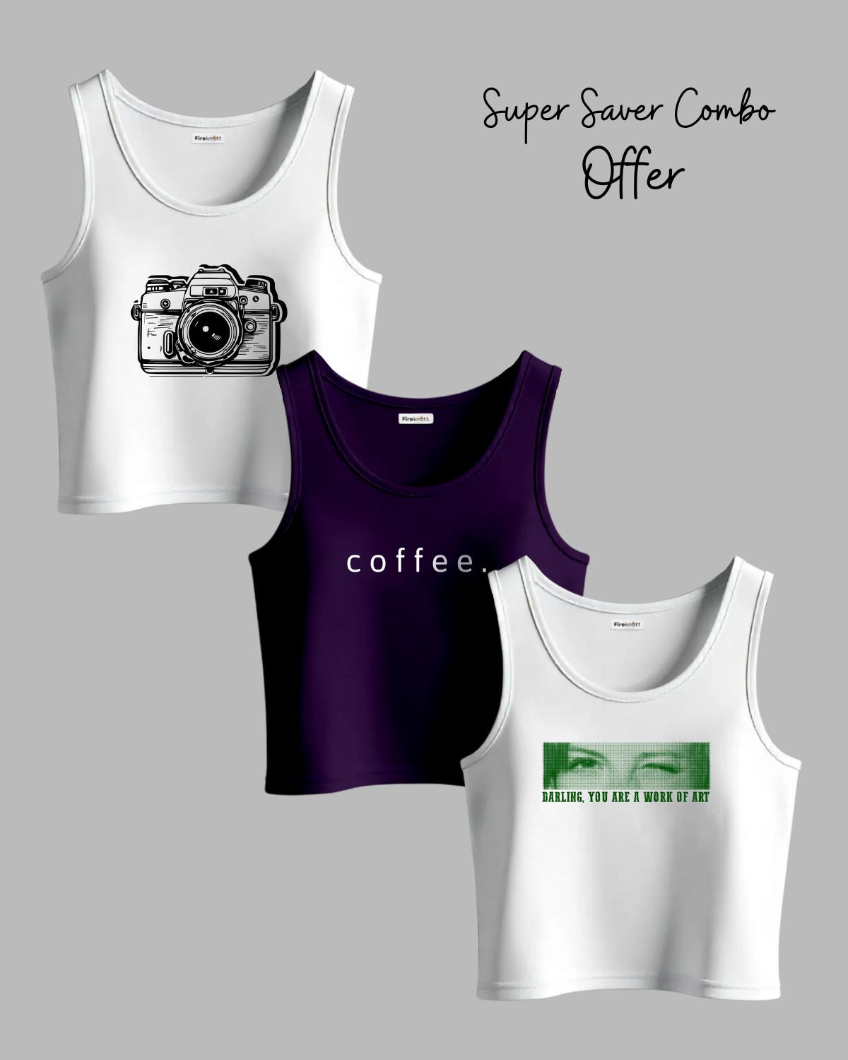 White and Purple - Crop Tank Combo