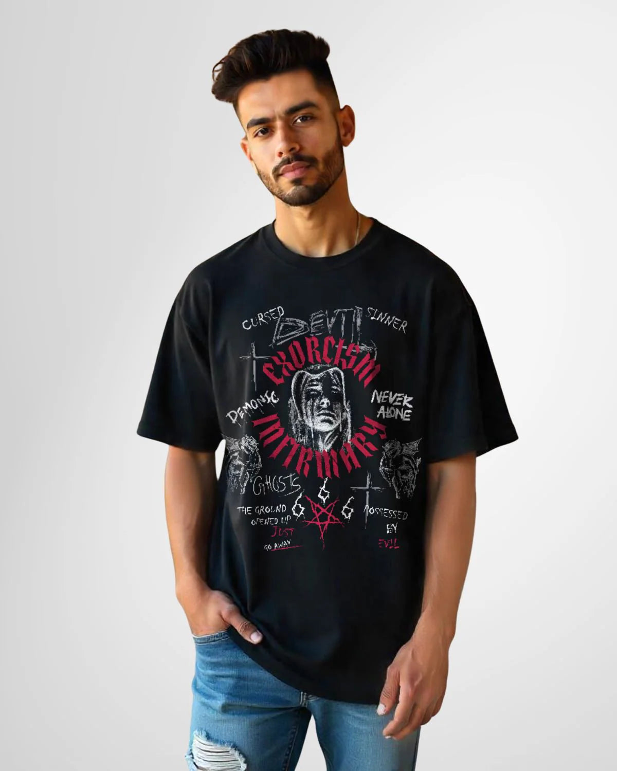 Exorcism Meets Sarcasm – Oversized TShirt Duo