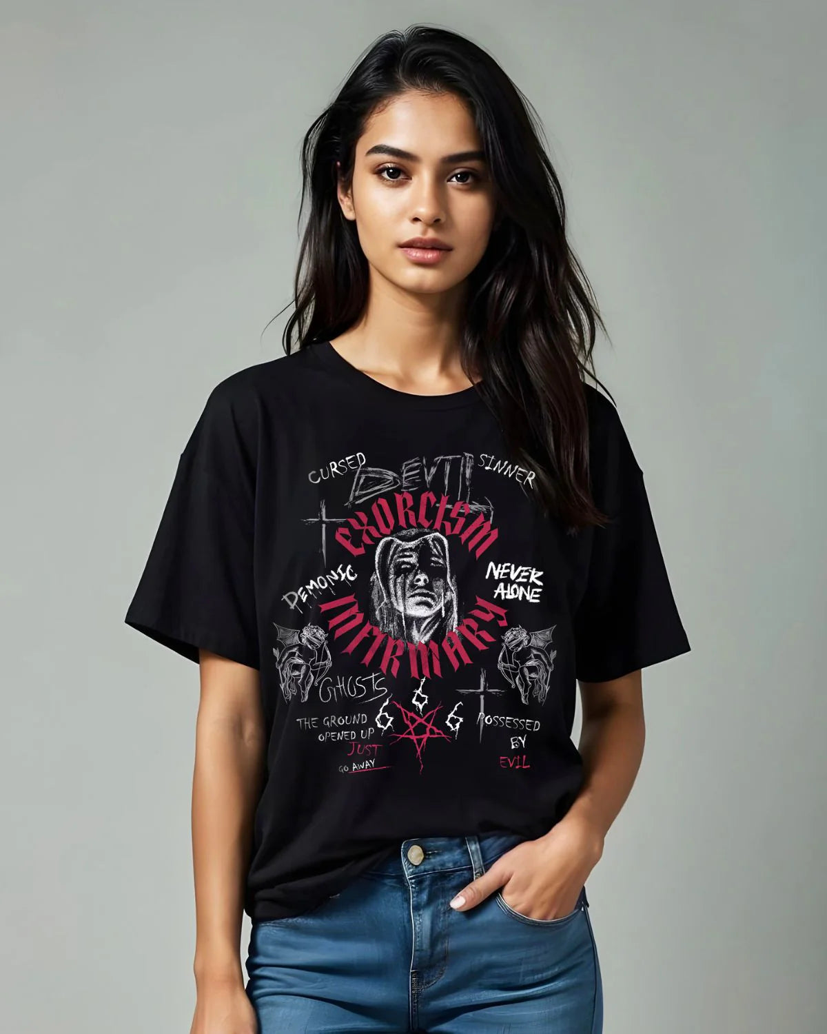 Exorcism Meets Sarcasm – Oversized TShirt Duo