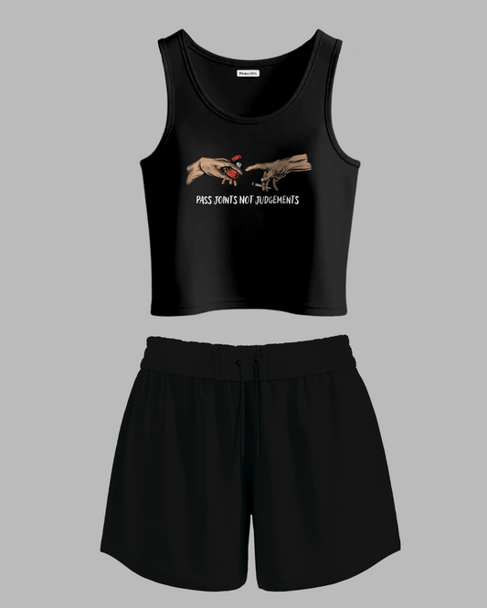 "Pass Joints" top and shorts combo