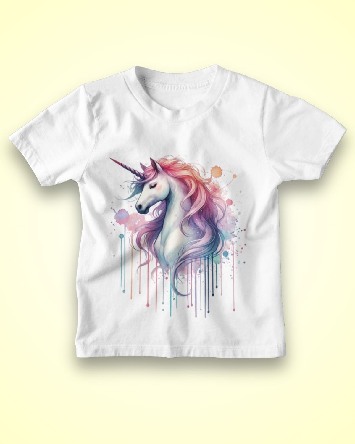 Kids' Magical Unicorn Watercolour T-Shirt - White