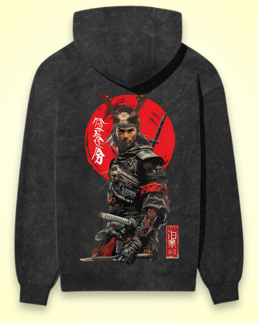 Samurai Spirit Hoodie - Washed Black