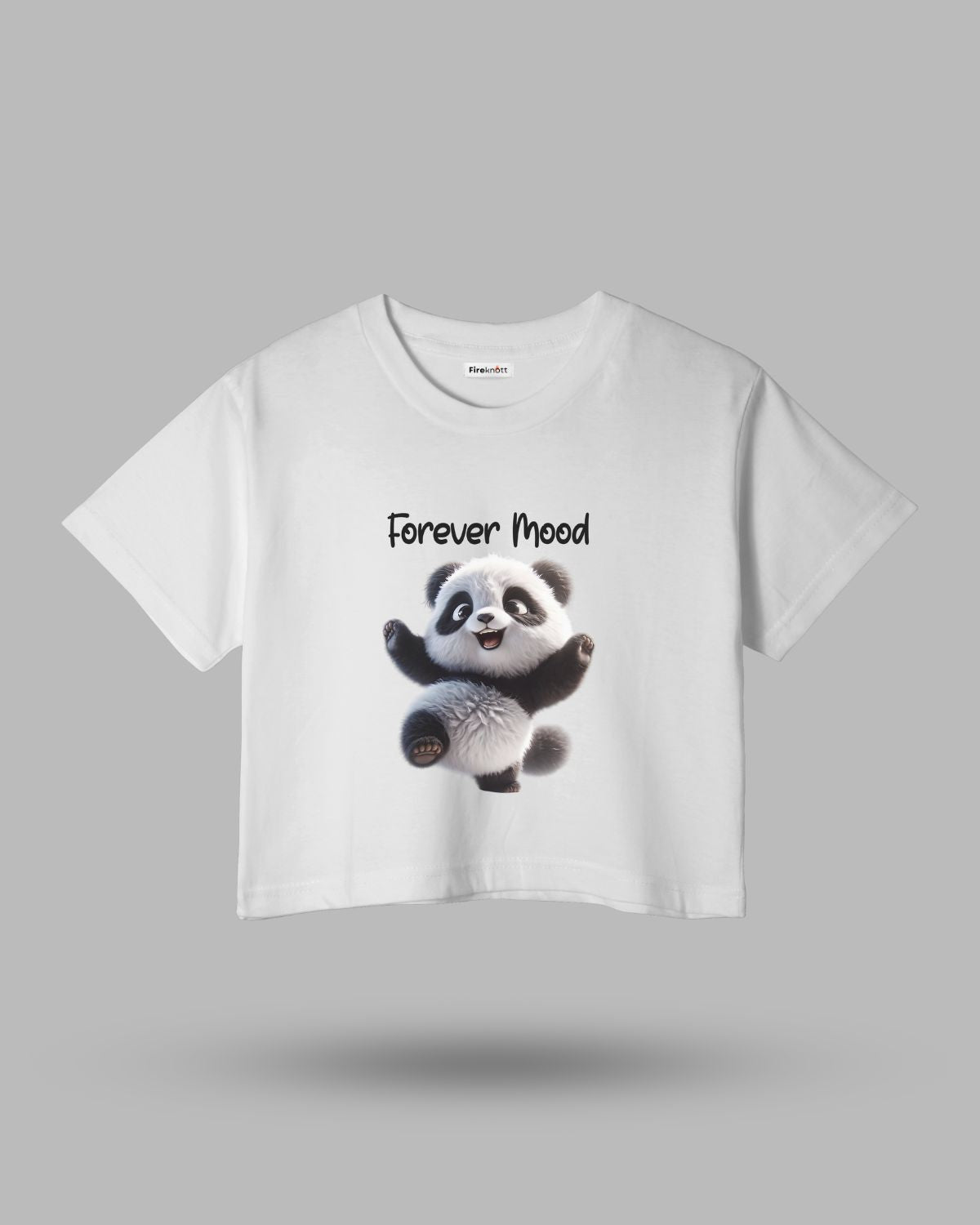 "Forever Mood" Panda Womens Graphic Crop Tops