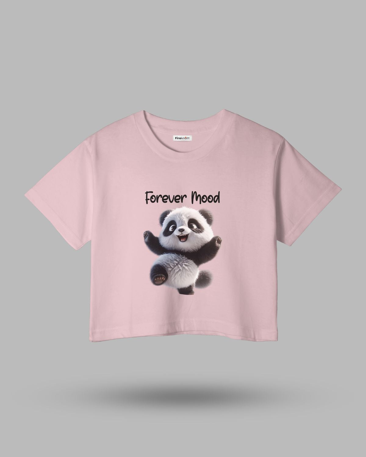 "Forever Mood" Panda Womens Graphic Crop Tops