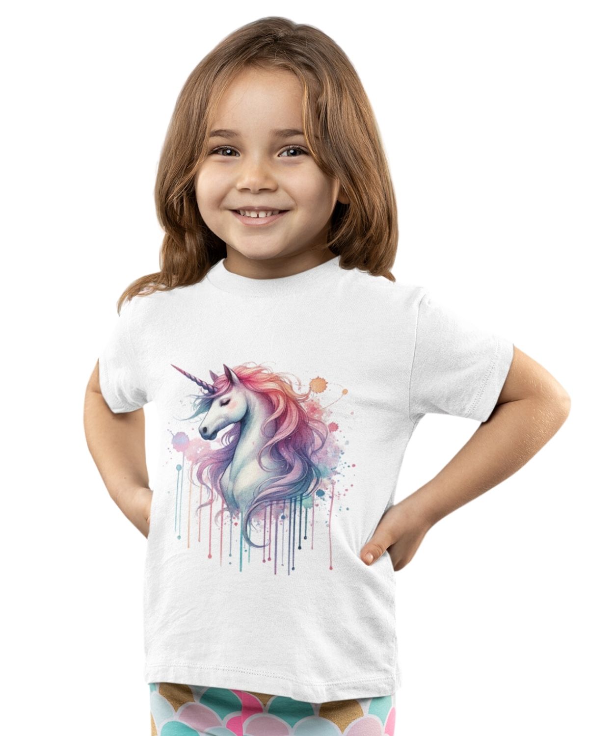 Kids' Magical Unicorn Watercolour T-Shirt - White