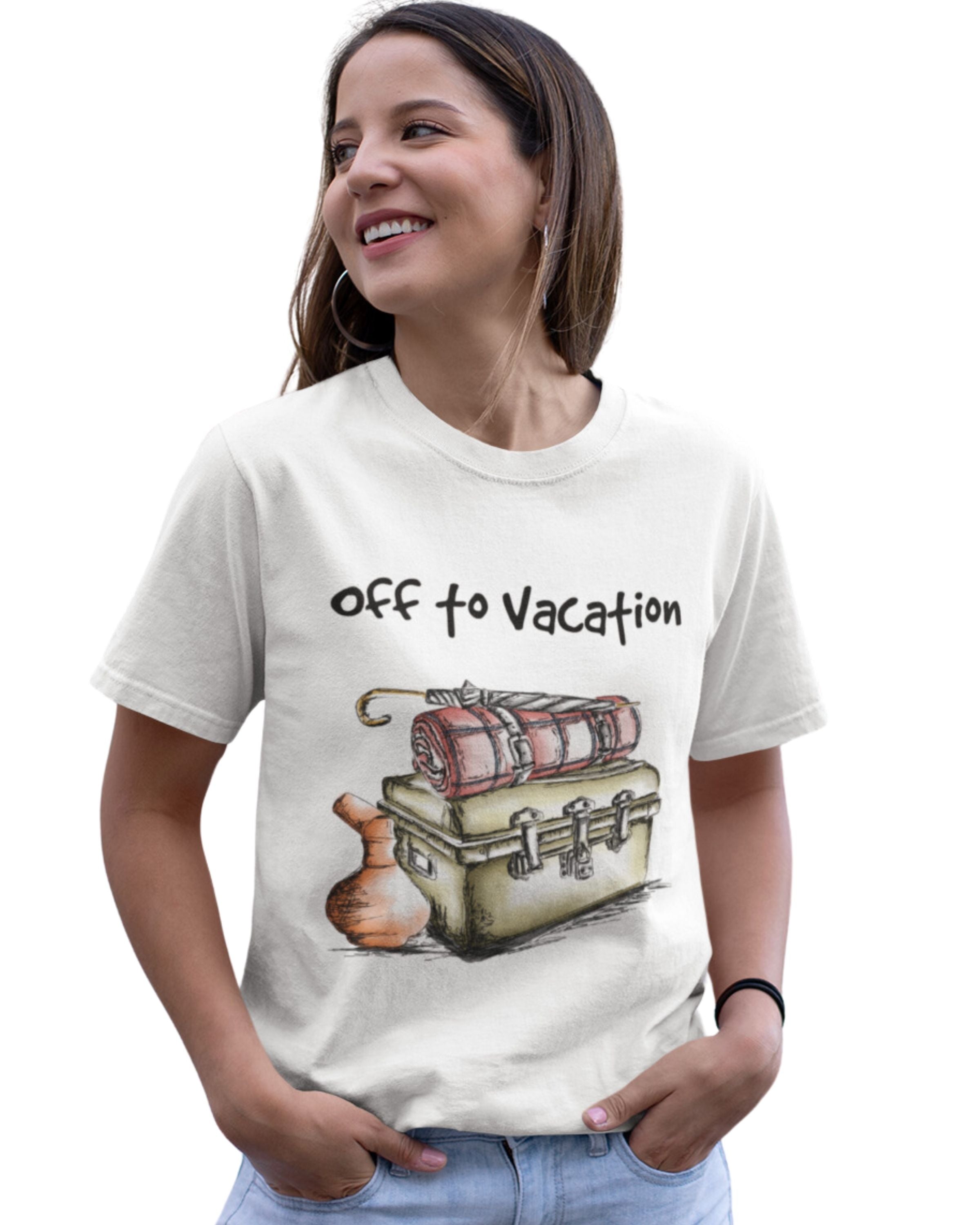 "Off to Vacation" Travel-Themed T-Shirt