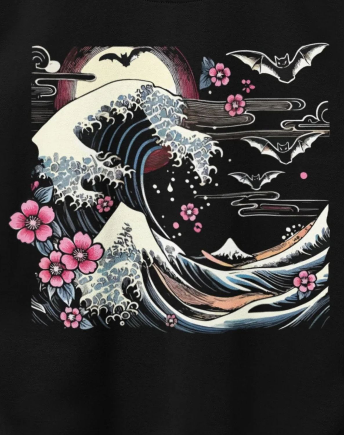 Wave of Night Blossoms - Themed Oversize Sweatshirt